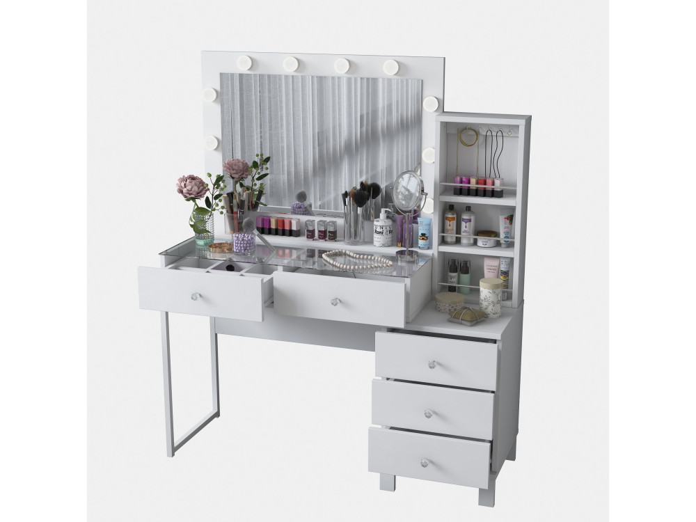Penteadeira de madeira «BJ151» - 120 x 141,8 x 40 cm - Branco