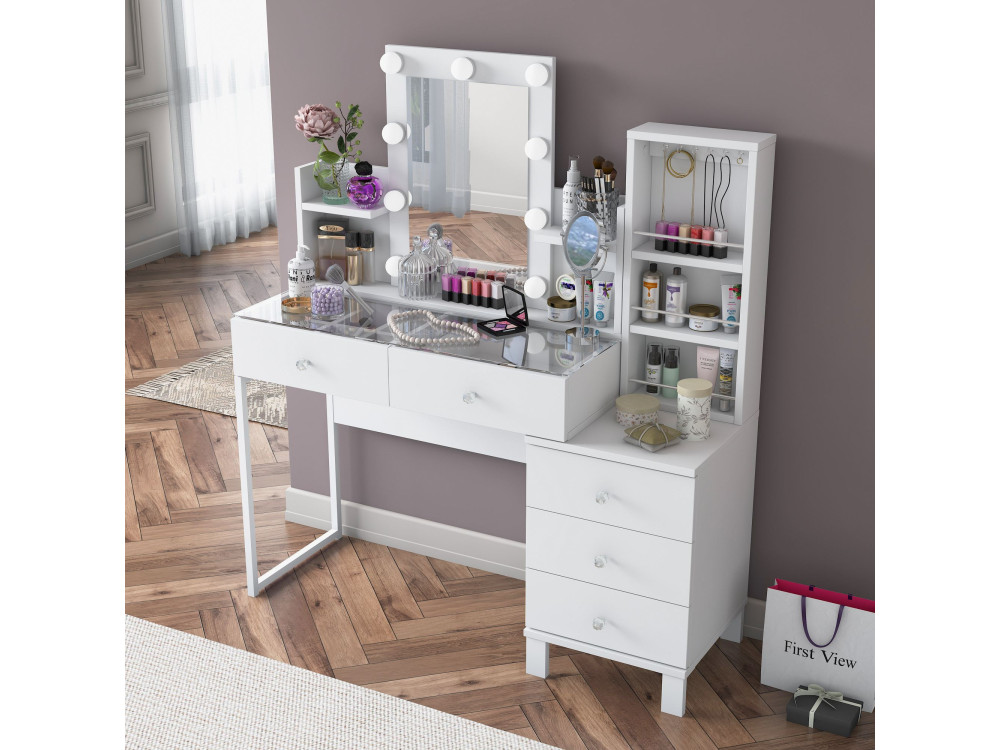 Penteadeira em madeira «BJ153» - 120 x 136,8 x 40 cm - Branco