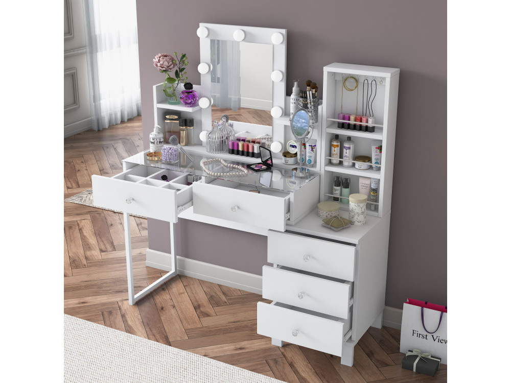 Penteadeira em madeira «BJ153» - 120 x 136,8 x 40 cm - Branco
