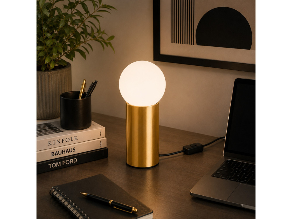 Candeeiro de mesa em metal «Polo» - 15 x 15 x 35 cm - Amarelo
