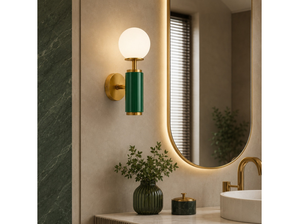 Candeeiro de parede em metal «Moira» - 15 x 17 x 37 cm - Verde