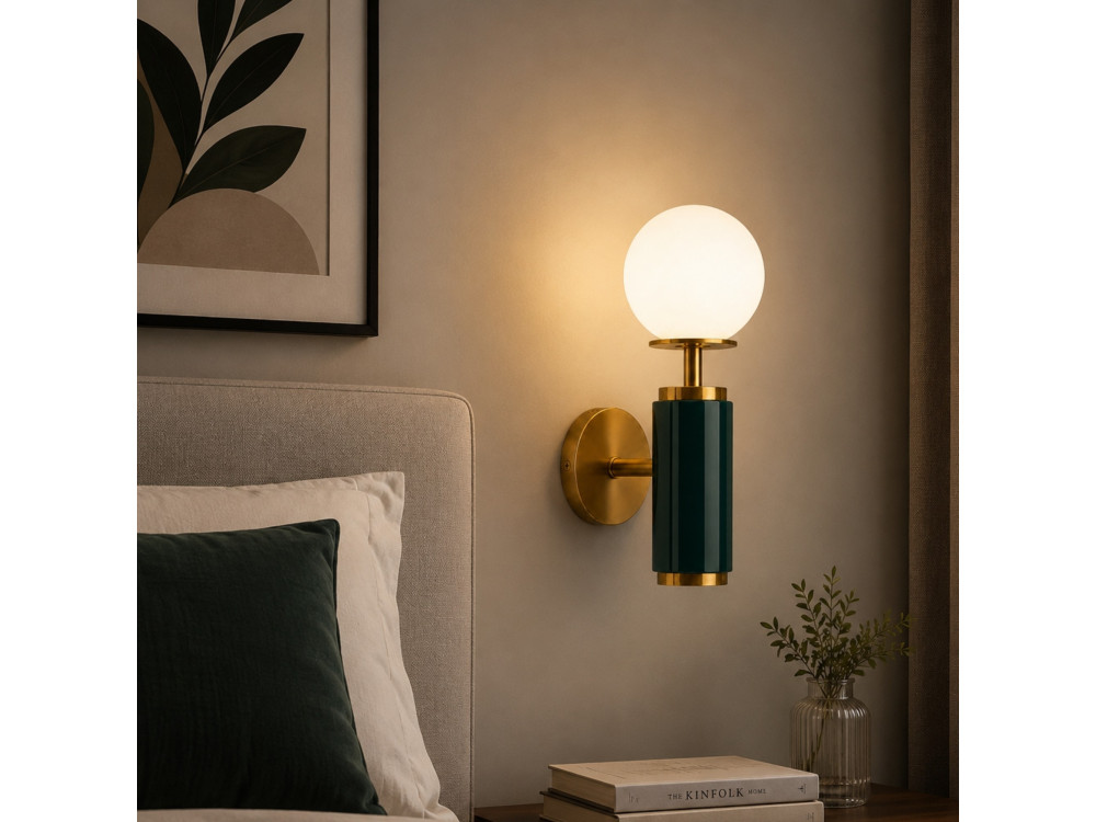 Candeeiro de parede em metal «Moira» - 15 x 17 x 37 cm - Verde