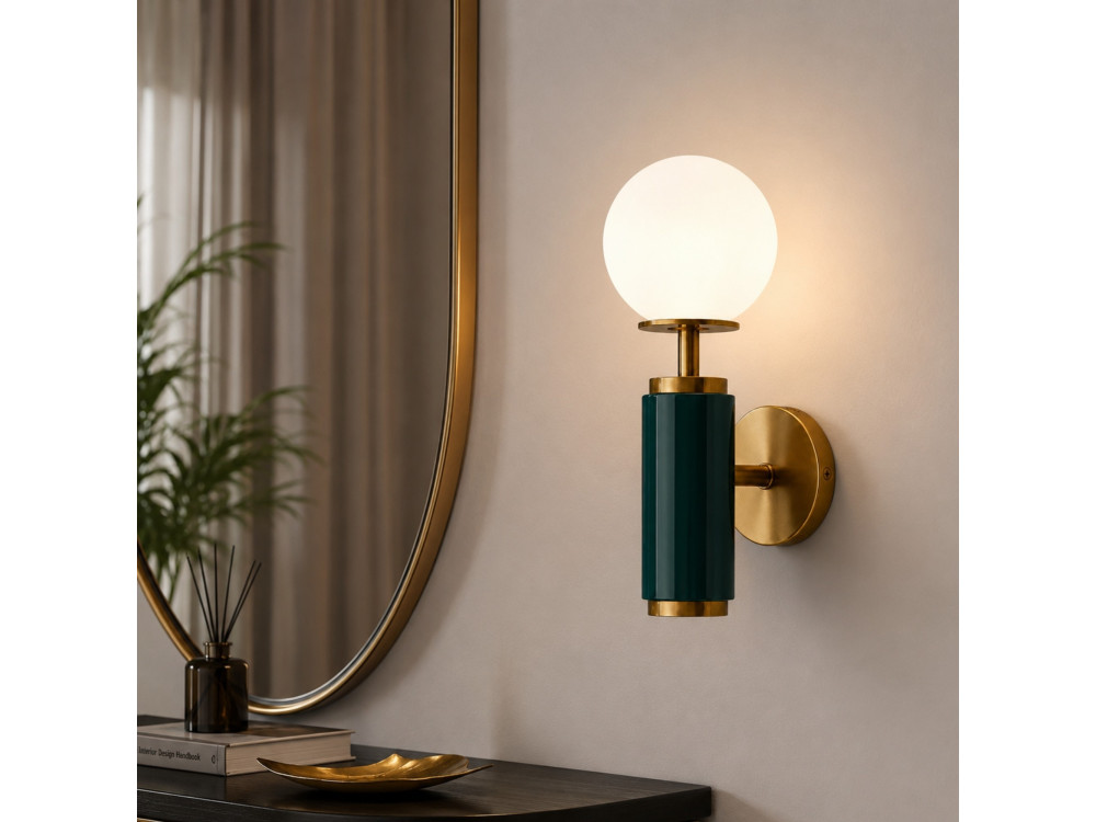 Candeeiro de parede em metal «Moira» - 15 x 17 x 37 cm - Verde
