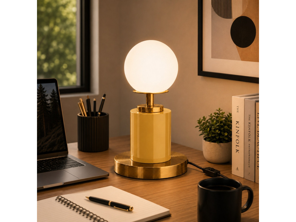 Candeeiro de mesa em metal «Moira» - 17 x 17 x 34 cm - Amarelo