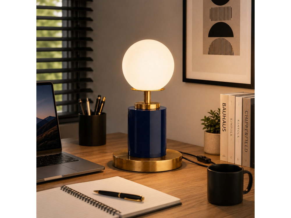 Candeeiro de mesa em metal «Moira» - 17 x 17 x 34 cm - Azul
