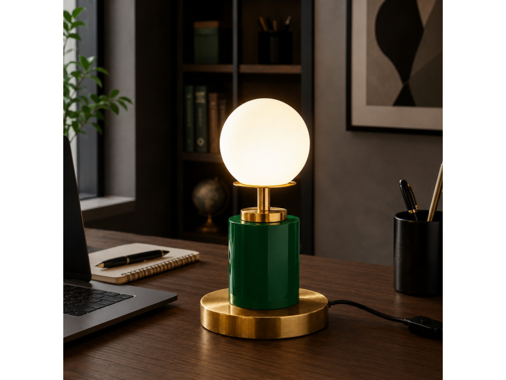 Candeeiro de mesa em metal «Moira» - 17 x 17 x 34 cm - Verde