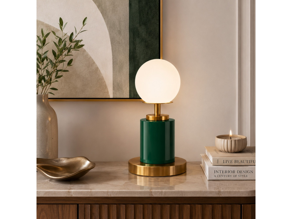 Candeeiro de mesa em metal «Moira» - 17 x 17 x 34 cm - Verde