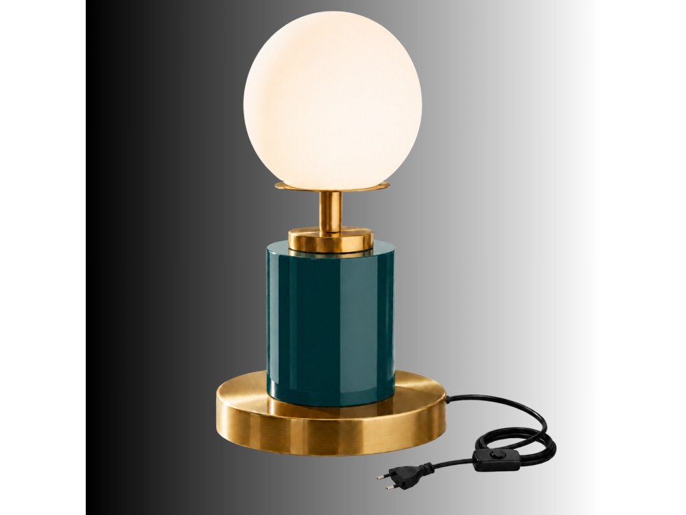 Candeeiro de mesa em metal «Moira» - 17 x 17 x 34 cm - Verde escuro