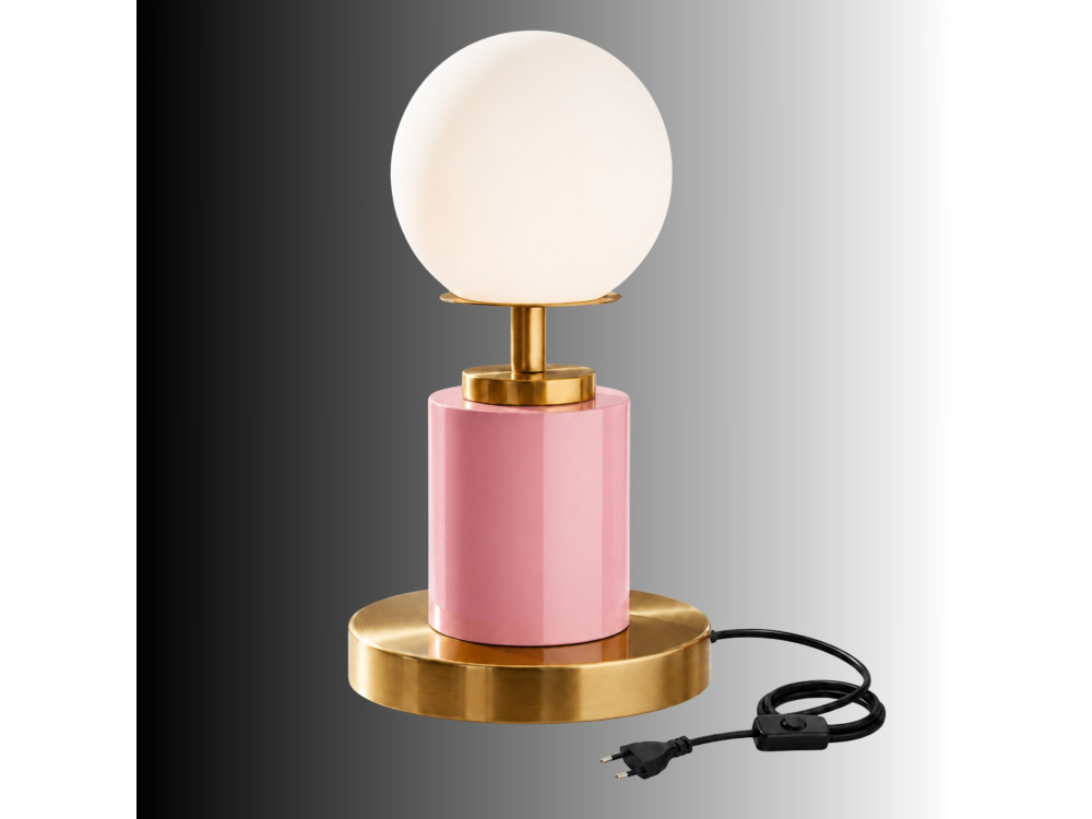 Candeeiro de mesa em metal «Moira» - 17 x 17 x 34 cm - Rosa