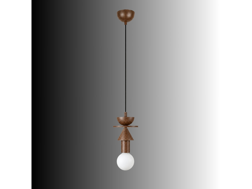 Candeeiro suspenso em madeira «Rotas» - 13 x 13 x 118 cm - Castanho