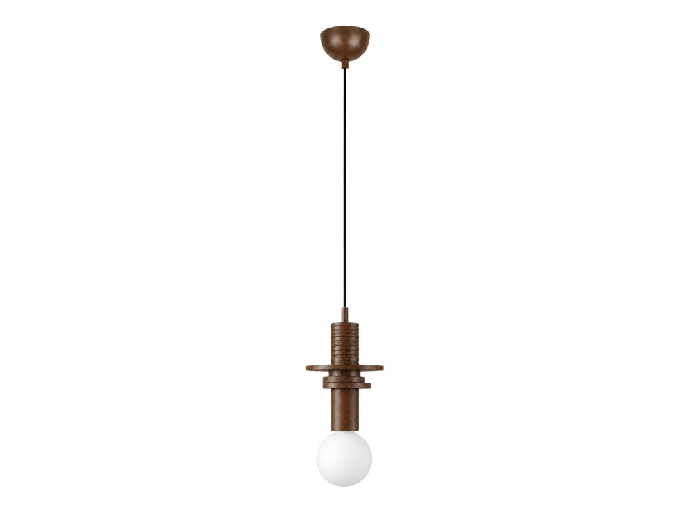 Candeeiro suspenso em madeira «Rotas» - 13 x 13 x 113 cm - Castanho