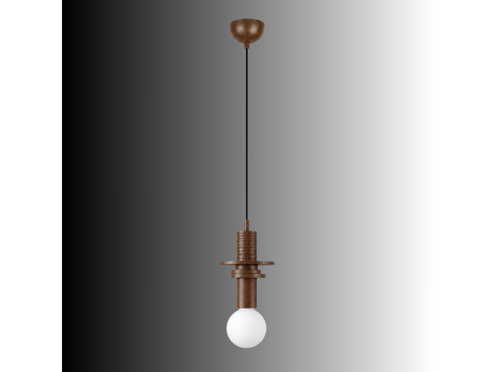 Candeeiro suspenso em madeira «Rotas» - 13 x 13 x 113 cm - Castanho