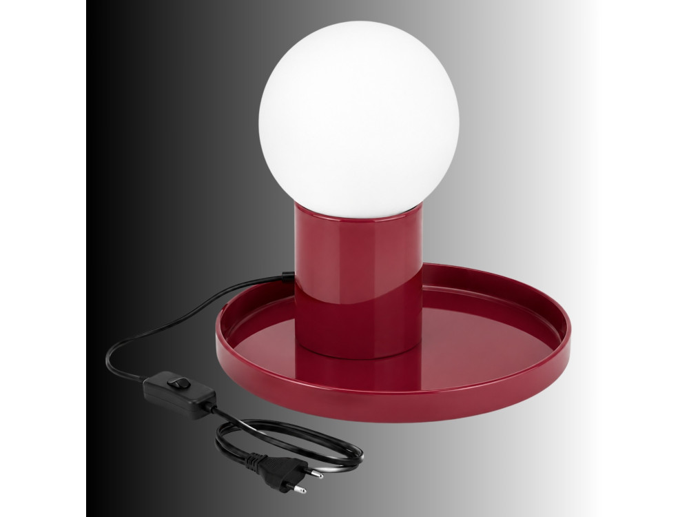 Candeeiro de mesa em metal «Tray» - 20 x 20 x 17 cm - Vermelho