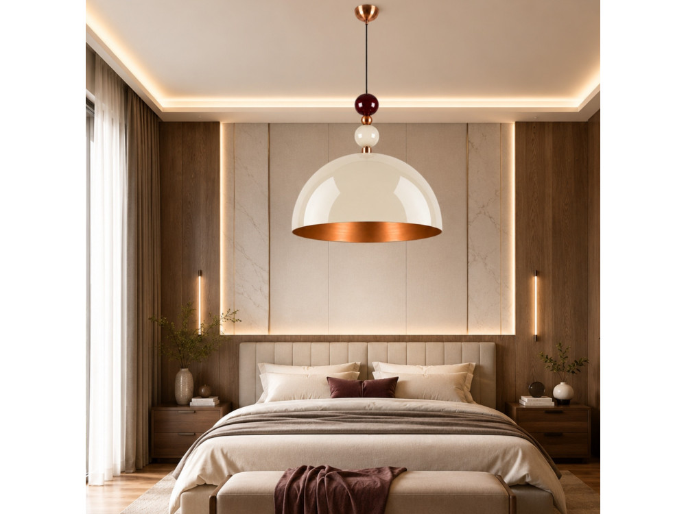 Candeeiro suspenso em metal «Bubble» - 60 x 60 cm - Bege