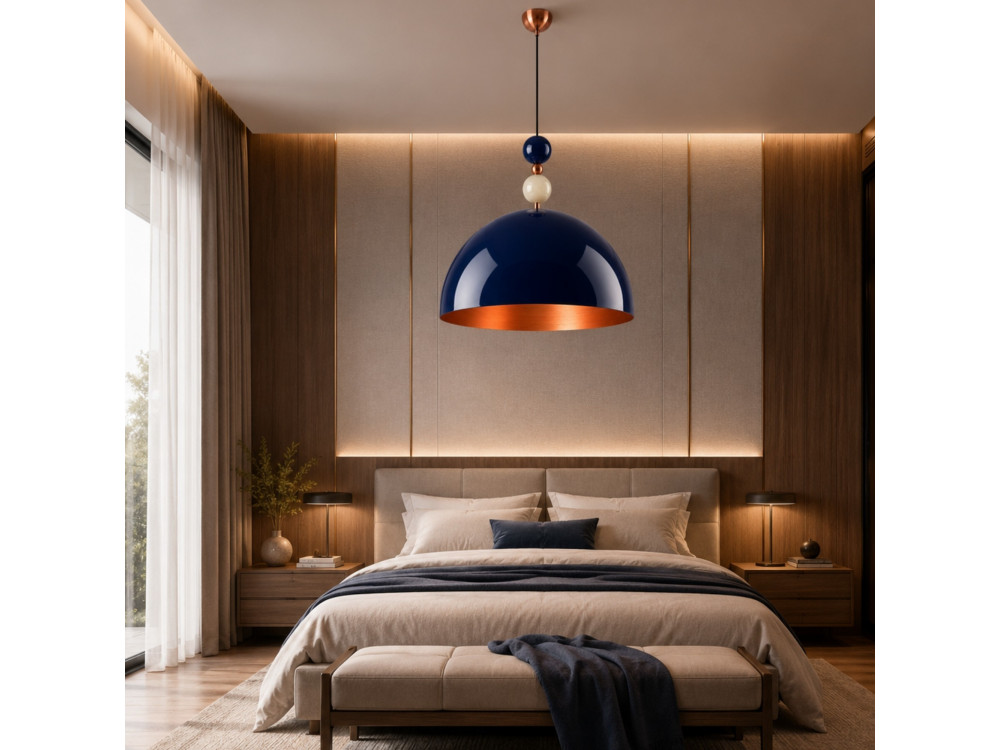 Candeeiro suspenso em metal «Bubble» - 60 x 60 cm - Azul-marinho