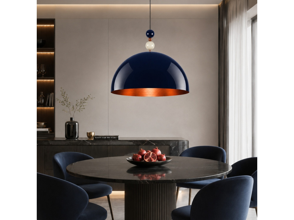 Candeeiro suspenso em metal «Bubble» - 60 x 60 cm - Azul-marinho