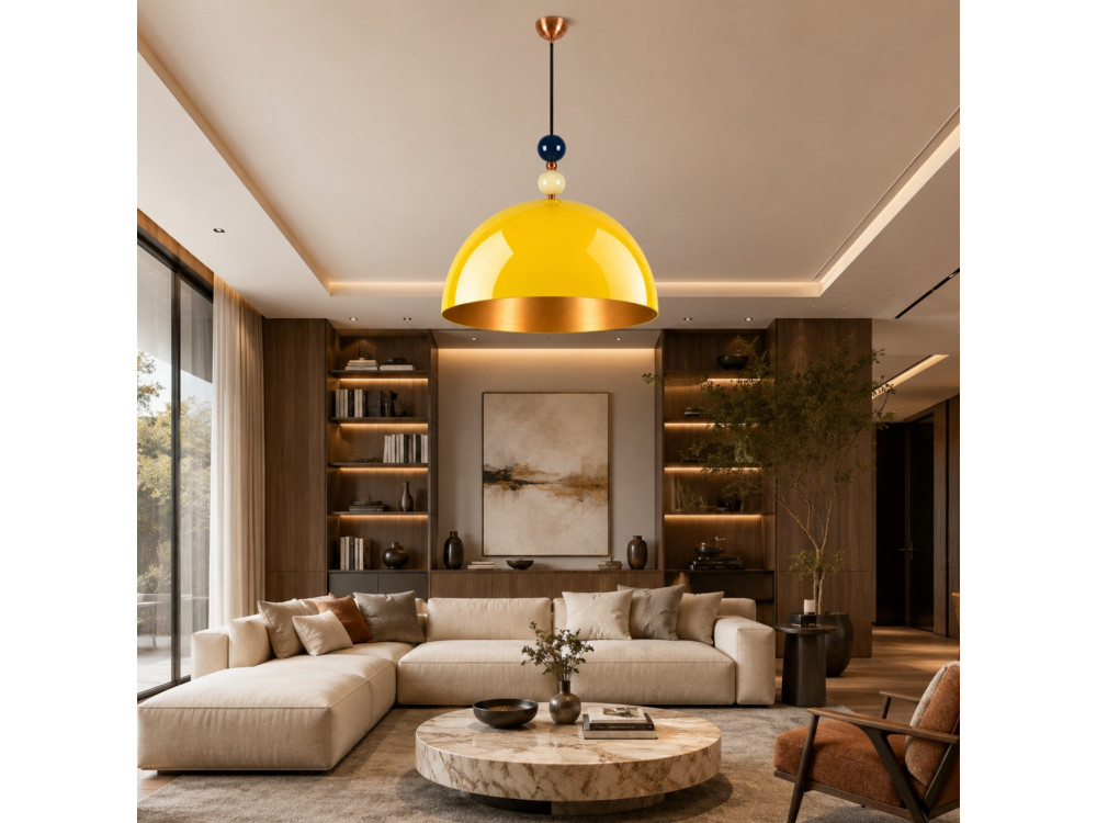 Candeeiro suspenso em metal «Bubble» - 60 x 60 cm - Amarelo