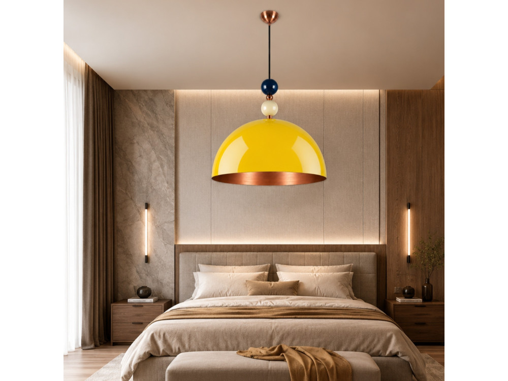 Candeeiro suspenso em metal «Bubble» - 60 x 60 cm - Amarelo