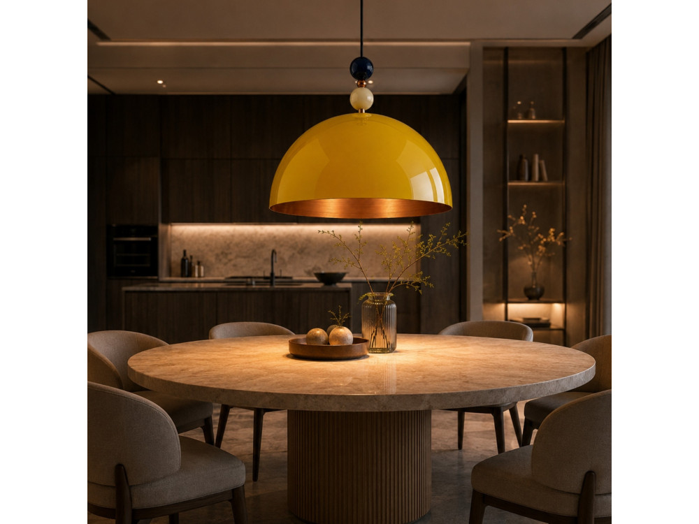 Candeeiro suspenso em metal «Bubble» - 60 x 60 cm - Amarelo