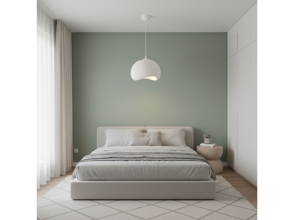 Candeeiro suspenso em metal «Yontu» - 34 x 29 x 120 cm - Branco