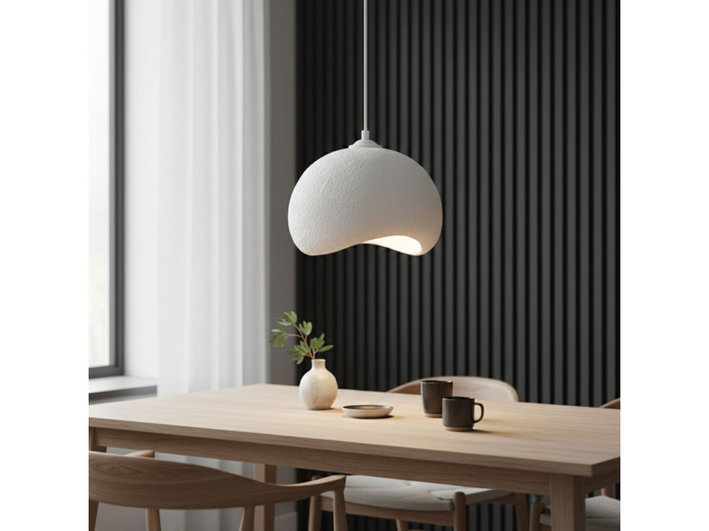 Candeeiro suspenso em metal «Yontu» - 34 x 29 x 120 cm - Branco