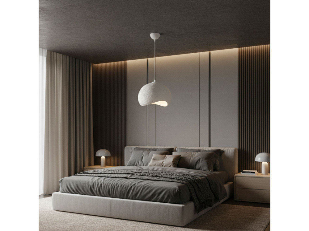 Candeeiro suspenso em metal «Yontu» - 34 x 29 x 120 cm - Branco