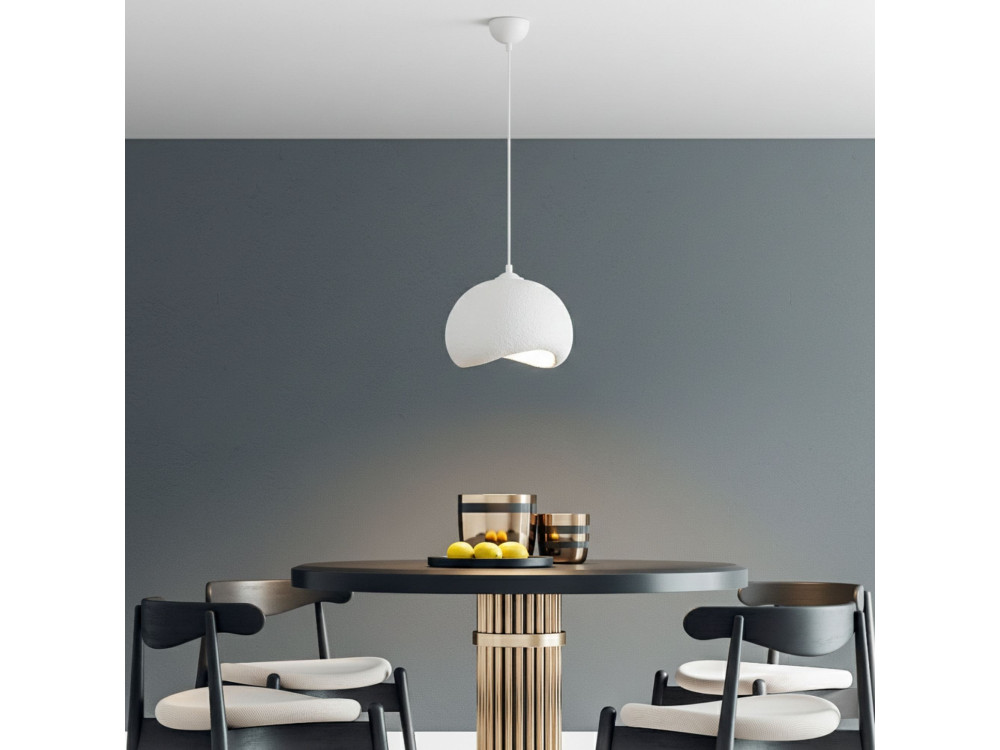 Candeeiro suspenso em metal «Yontu» - 34 x 29 x 120 cm - Branco