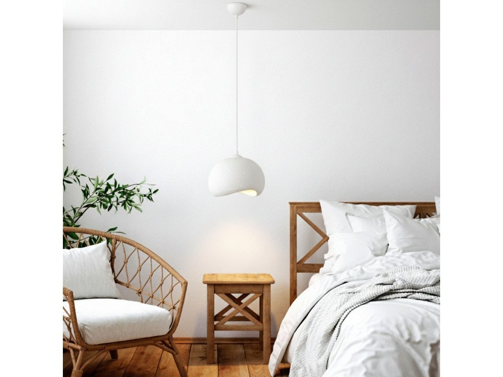 Candeeiro suspenso em metal «Yontu» - 34 x 29 x 120 cm - Branco