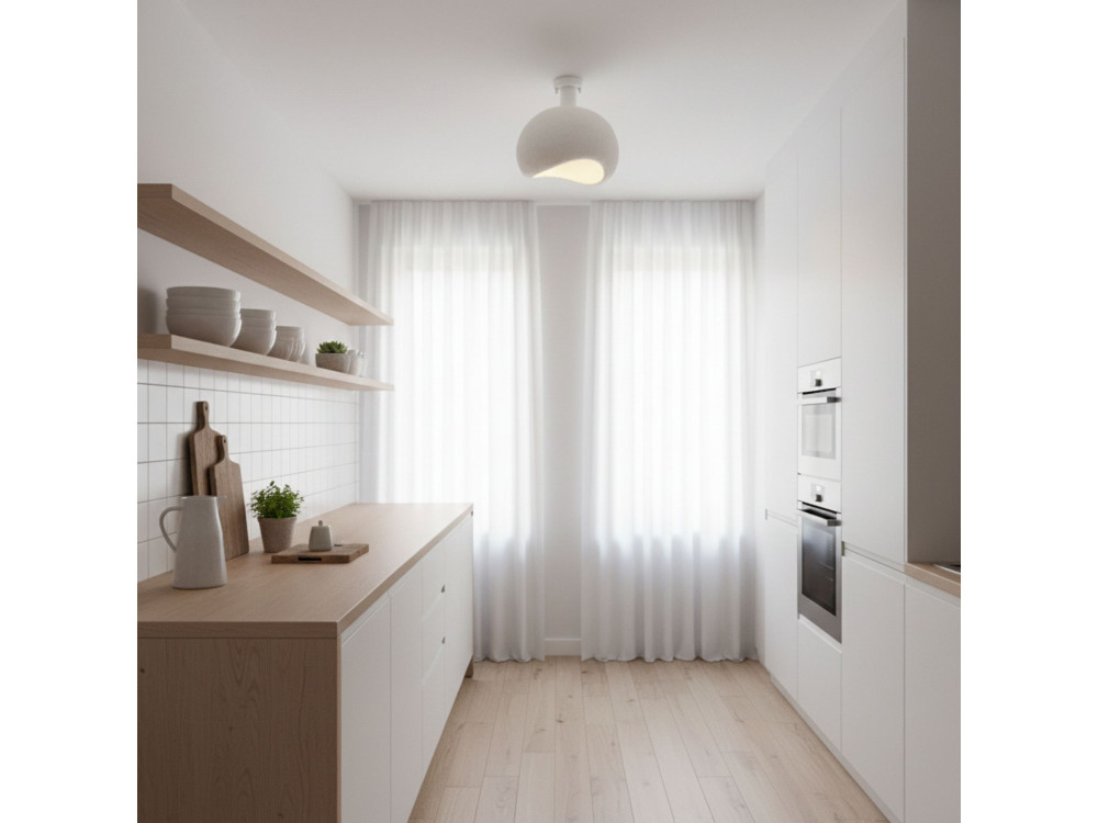 Candeeiro de teto em metal «Yontu» - 34 x 29 x 33 cm - Branco