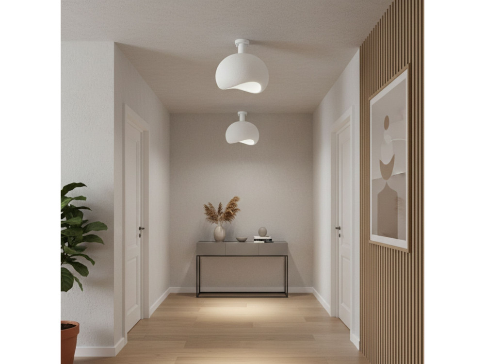 Candeeiro de teto em metal «Yontu» - 34 x 29 x 33 cm - Branco