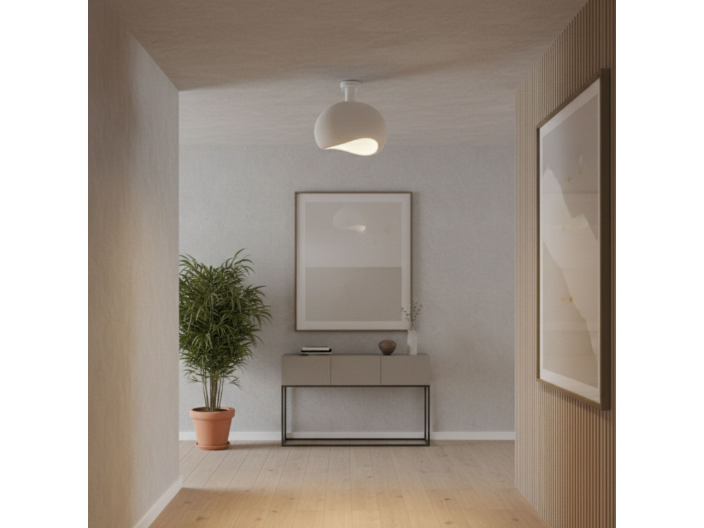 Candeeiro de teto em metal «Yontu» - 34 x 29 x 33 cm - Branco