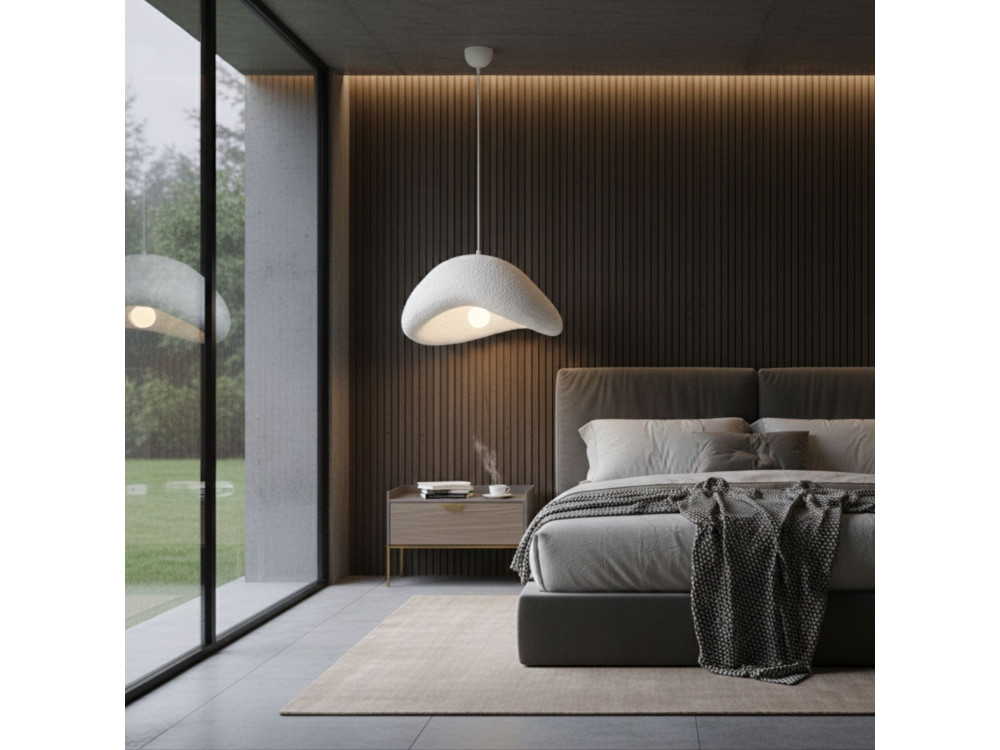 Candeeiro suspenso em metal «Luna» - 42 x 37 x 120 cm - Branco