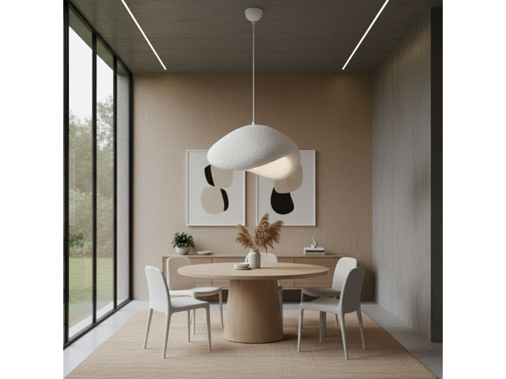 Candeeiro suspenso em metal «Luna» - 42 x 37 x 120 cm - Branco
