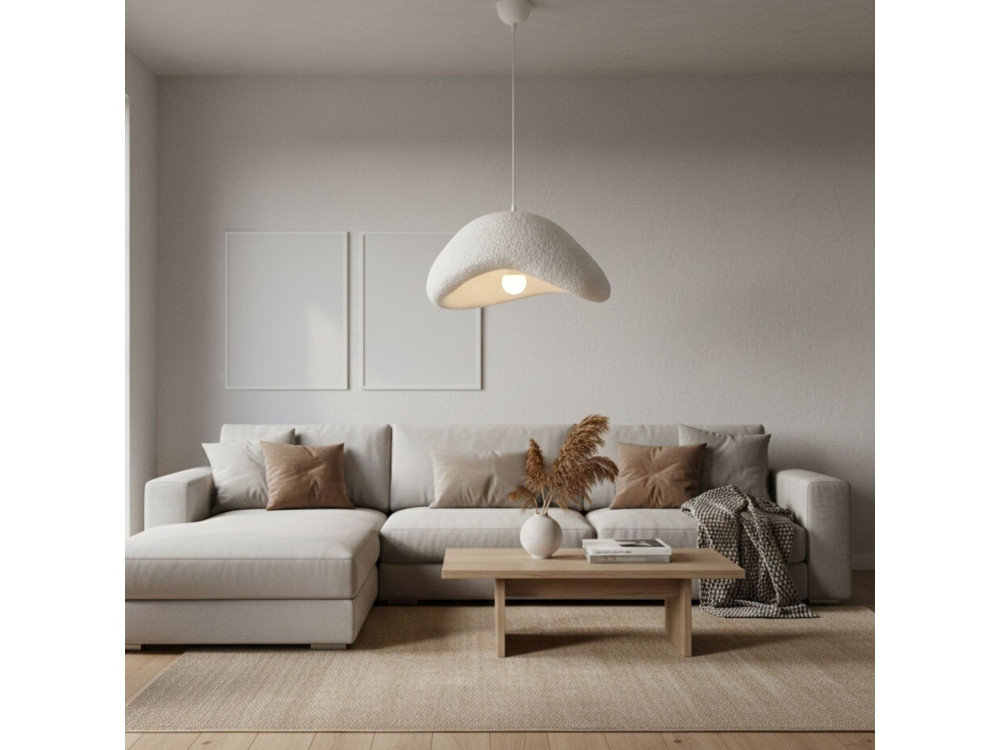 Candeeiro suspenso em metal «Luna» - 42 x 37 x 120 cm - Branco