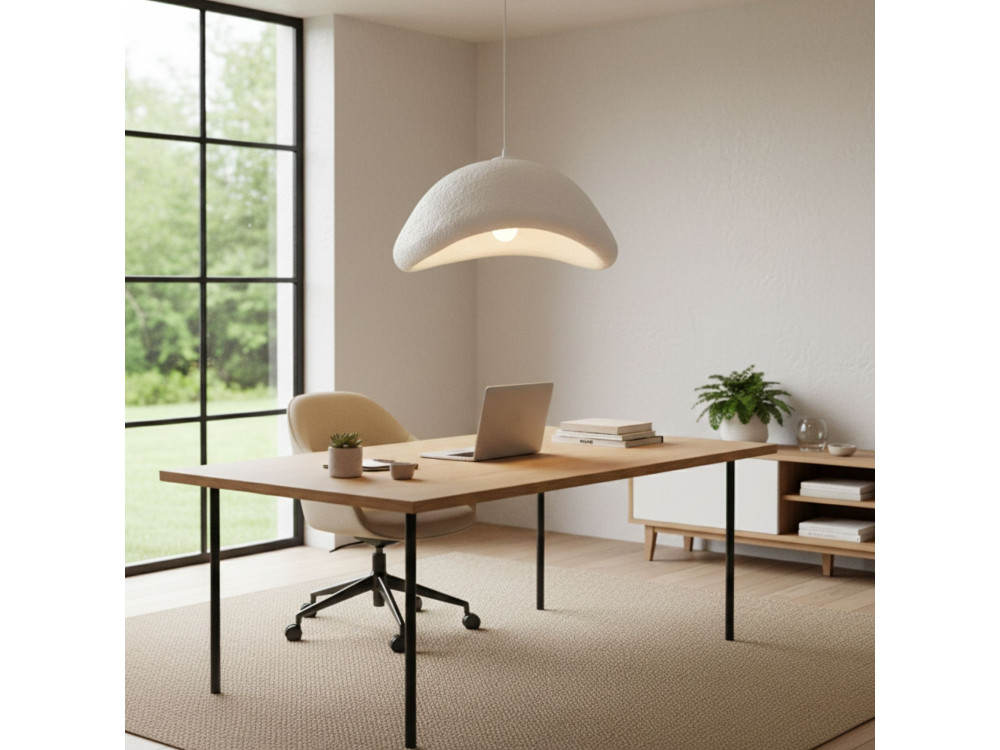 Candeeiro suspenso em metal «Luna» - 52 x 40 x 120 cm - Branco