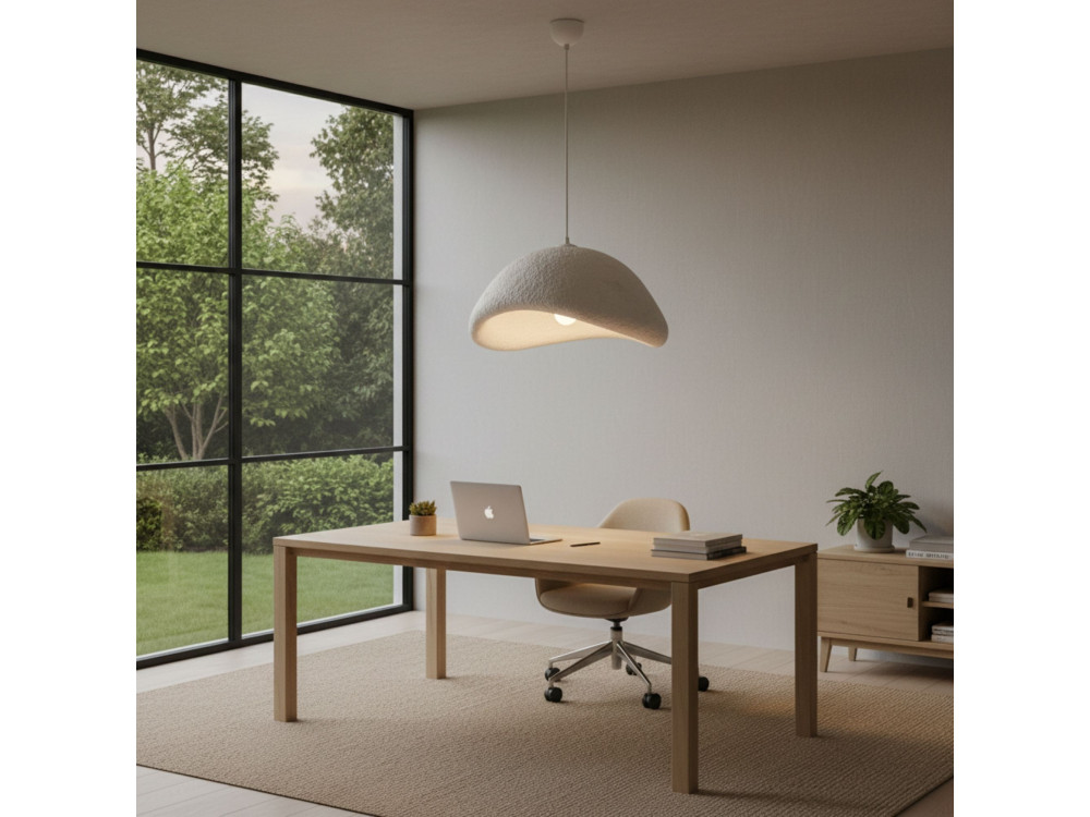 Candeeiro suspenso em metal «Luna» - 52 x 40 x 120 cm - Branco