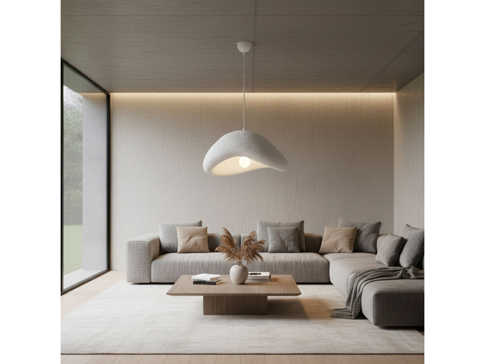 Candeeiro suspenso em metal «Luna» - 52 x 40 x 120 cm - Branco