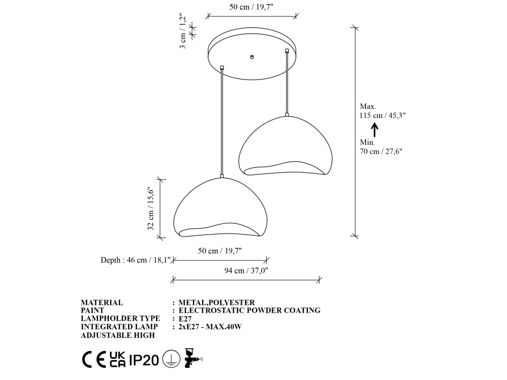Candelabro de metal «Lora» - 82 x 82 cm - Branco