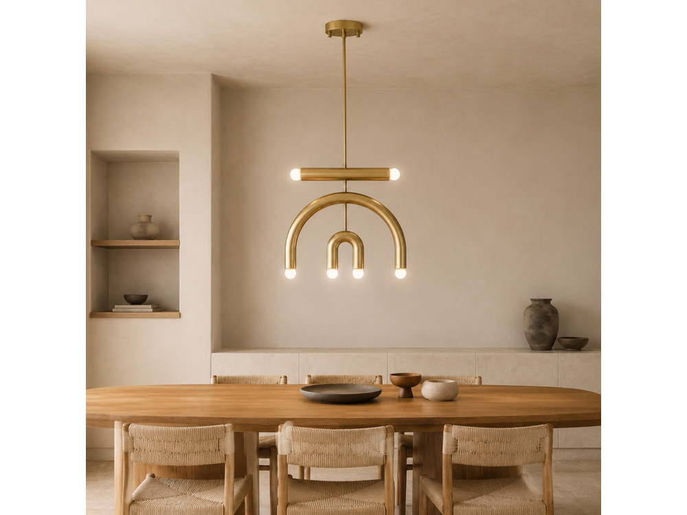Candelabro de metal «Vento» - 50 x 10 cm - Amarelo
