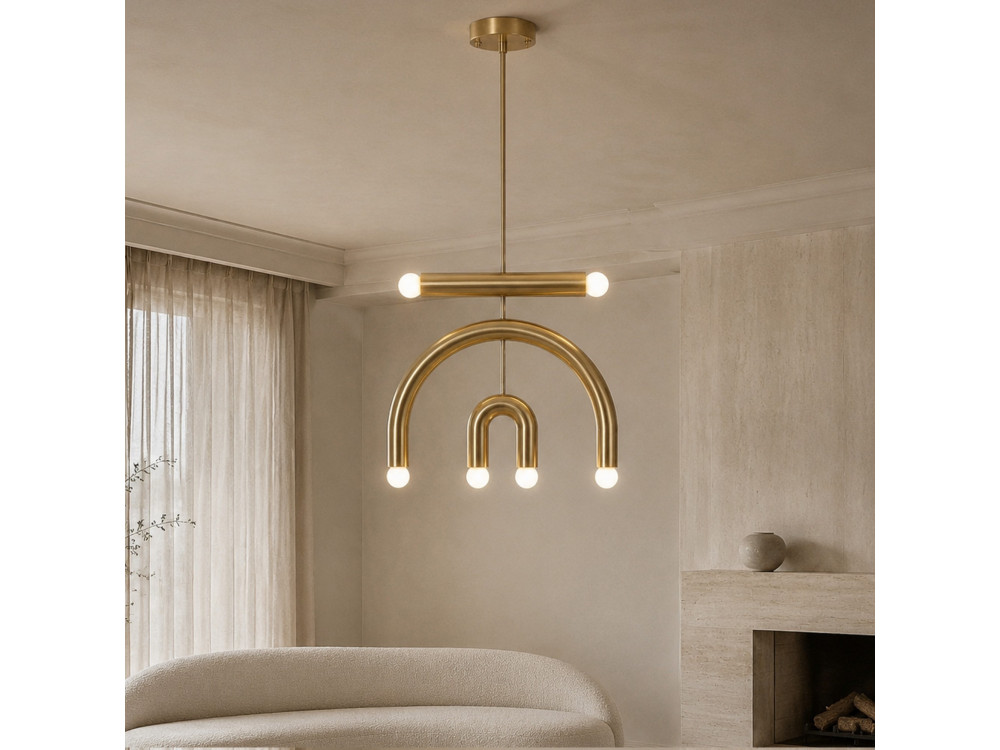 Candelabro de metal «Vento» - 50 x 10 cm - Amarelo