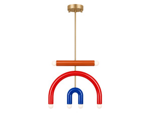 Candelabro de metal «Vento» - 50 x 10 cm - Vermelho