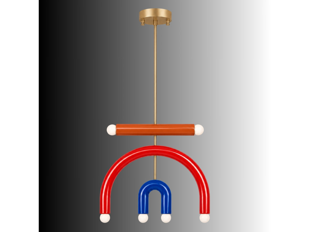 Candelabro de metal «Vento» - 50 x 10 cm - Vermelho