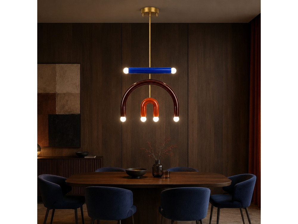 Candelabro de metal «Vento» - 50 x 10 cm - Castanho