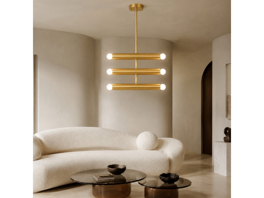 Candelabro de metal «Vento» - 35 x 10 cm - Amarelo