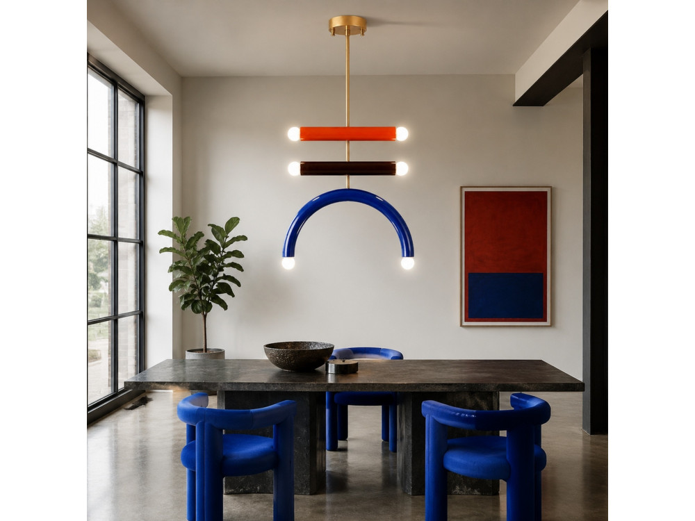 Candelabro de metal «Vento» - 50 x 10 cm - Azul