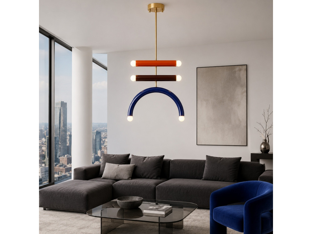 Candelabro de metal «Vento» - 50 x 10 cm - Azul