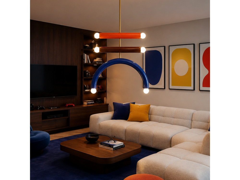 Candelabro de metal «Vento» - 50 x 10 cm - Azul