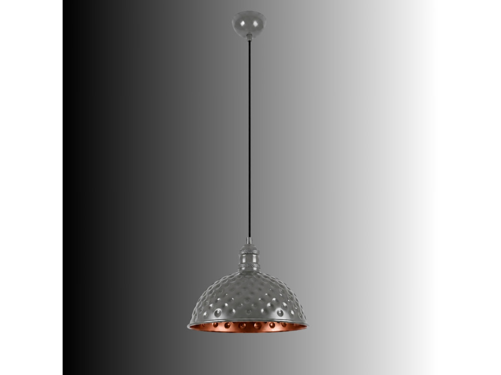 Candeeiro suspenso em metal «Echo» - 26 x 26 cm - Cinzento