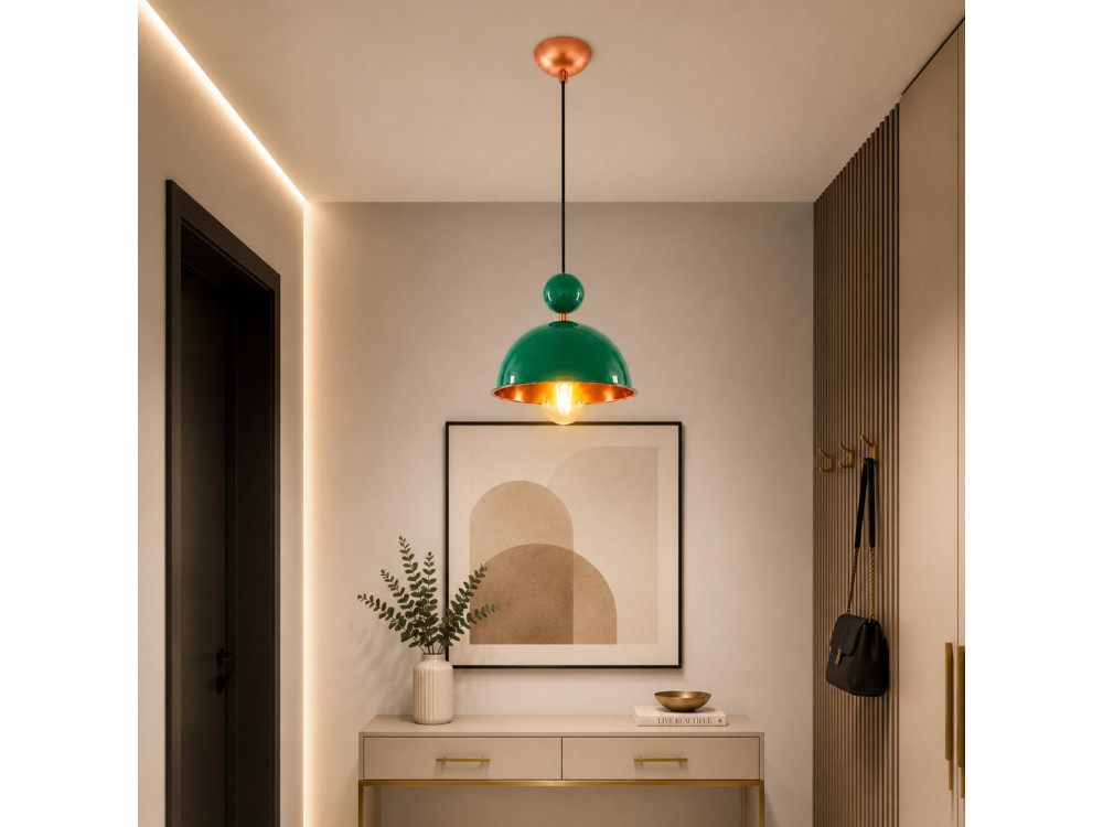 Candeeiro suspenso em metal «Bubble» - 21 x 21 cm - Verde claro