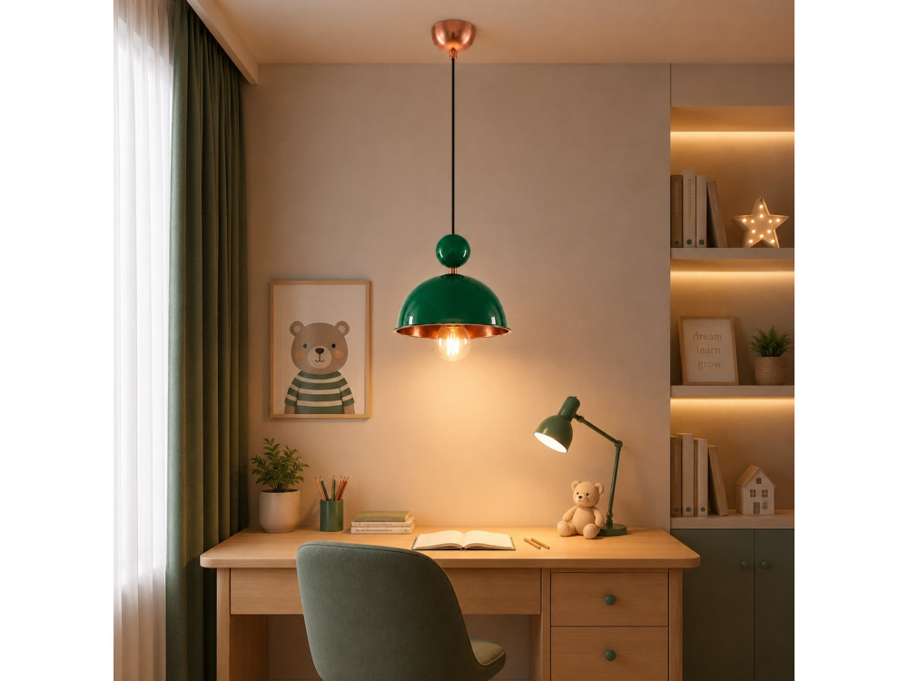 Candeeiro suspenso em metal «Bubble» - 21 x 21 cm - Verde claro